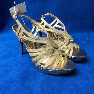 Sugar strappy gold shimmer heels